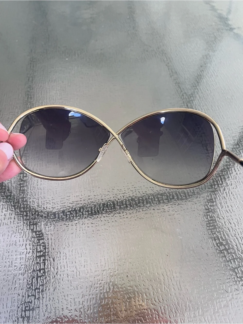 Tom Ford Whitney Gold Oversized Sunglasses As Is